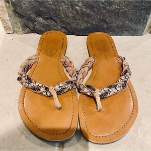 Jessica Simpson Braided Rhinestone Chain Sandals | 7.5